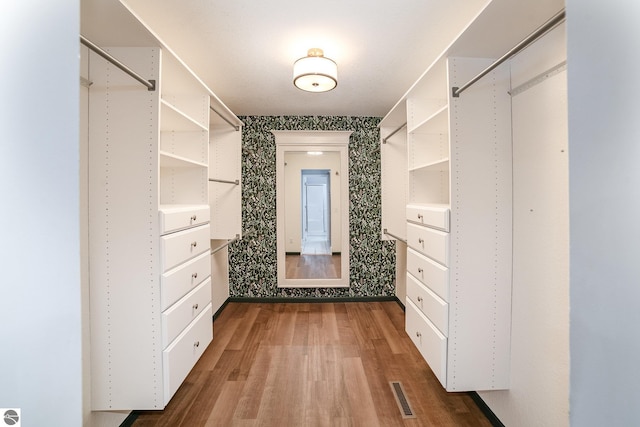 walk in closet featuring hardwood / wood-style floors