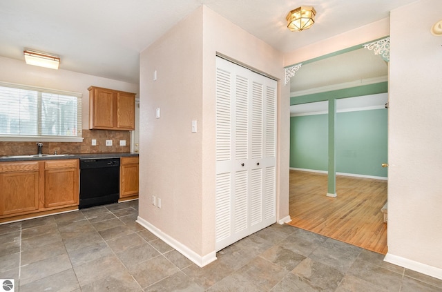 kitchen with dishwasher, sink, and backsplash