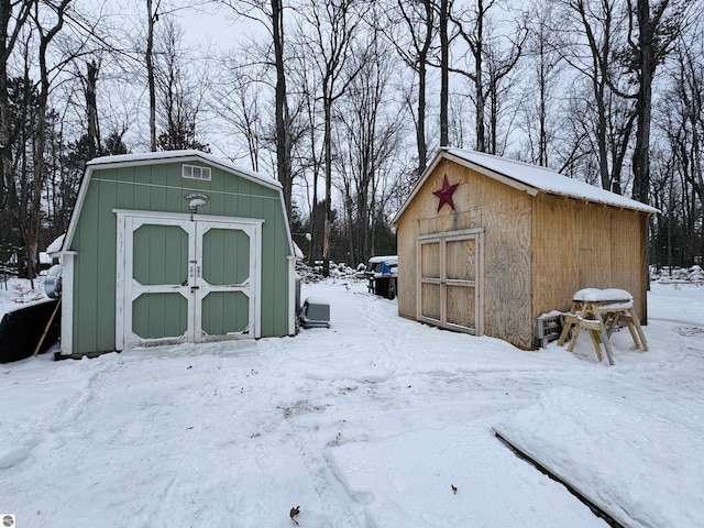 view of snow covered structure