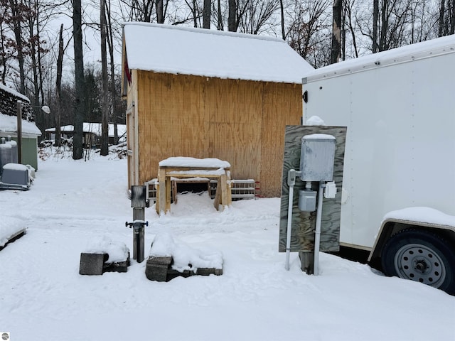 view of snow covered structure