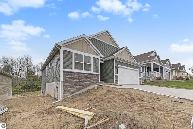 craftsman inspired home featuring a garage