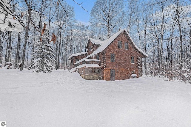 view of snow covered exterior