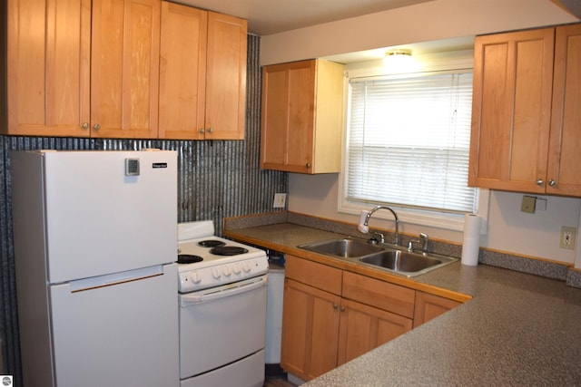 kitchen with white appliances and sink