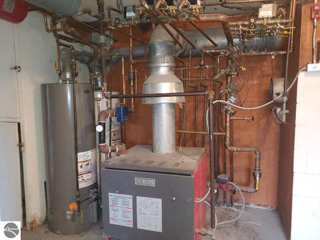 utility room with gas water heater