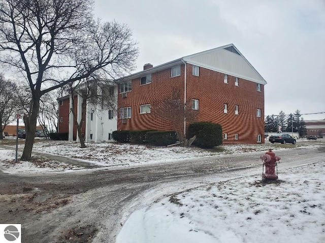 view of snow covered exterior