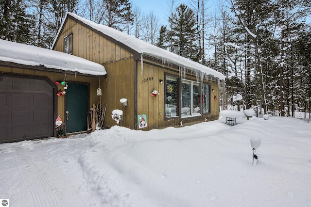 view of snow covered exterior