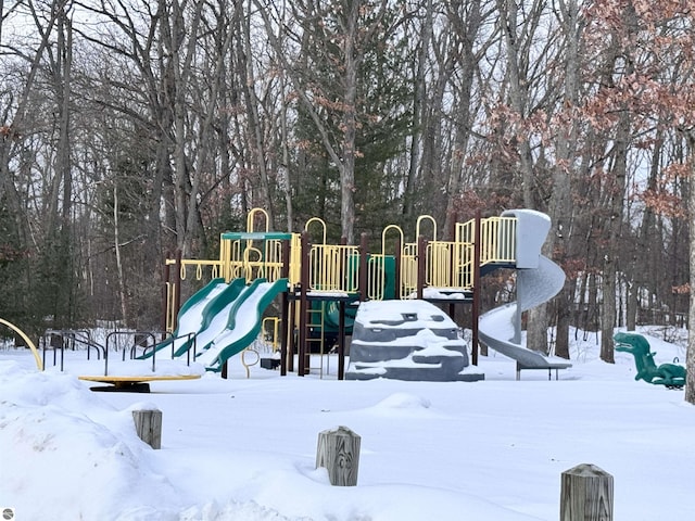 view of snow covered playground