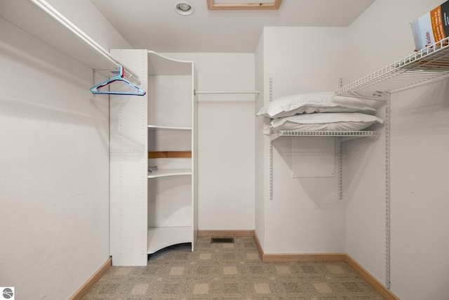 walk in closet featuring carpet flooring