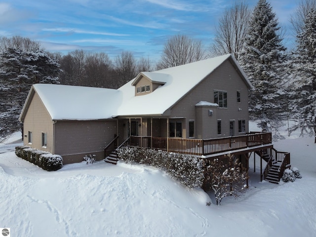 view of front of house with a deck