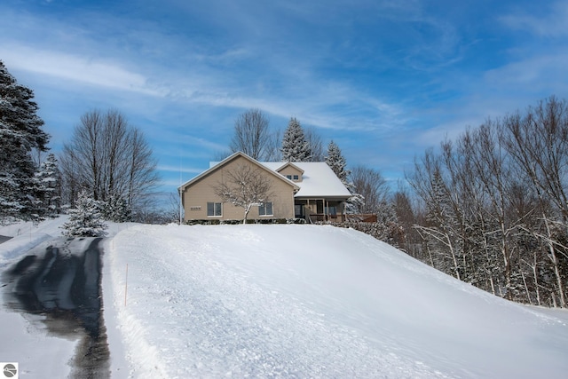 view of snow covered exterior