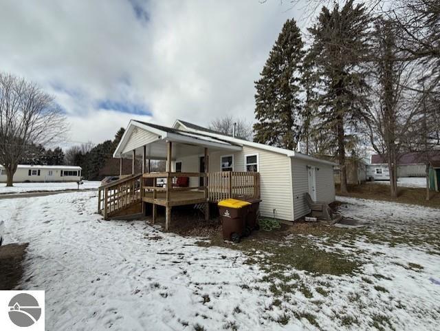 view of snow covered property