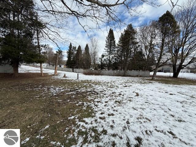 view of yard covered in snow