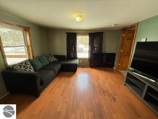 living room with light wood-type flooring