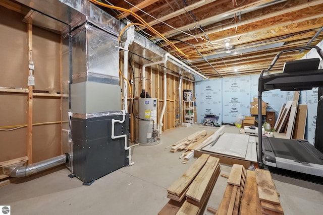 basement featuring water heater