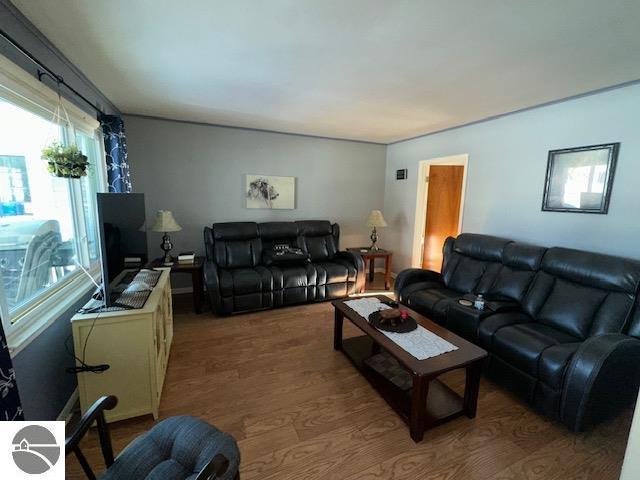 living room with hardwood / wood-style flooring