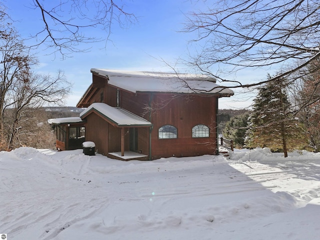 view of snowy exterior