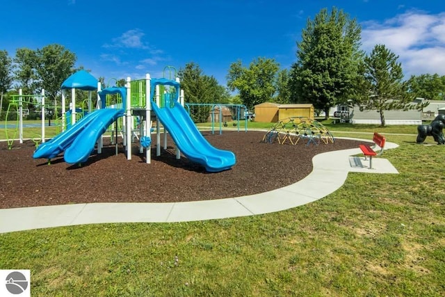 view of play area with a lawn