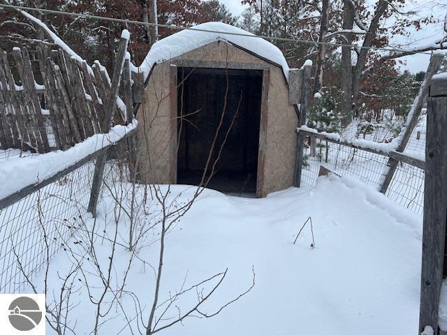 view of snow covered structure