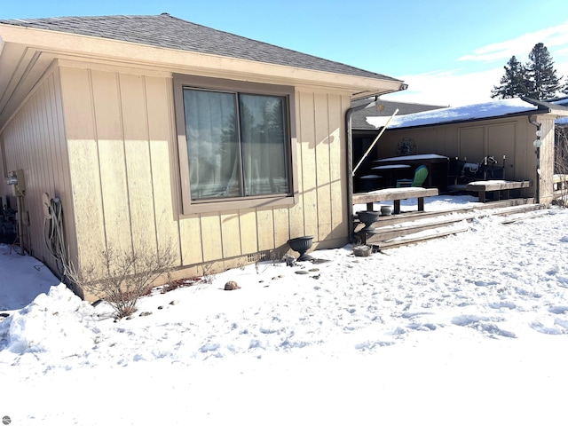 view of snow covered exterior