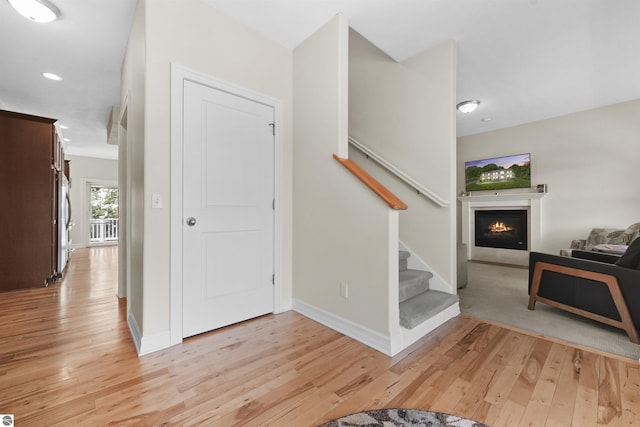 entryway with light wood-type flooring