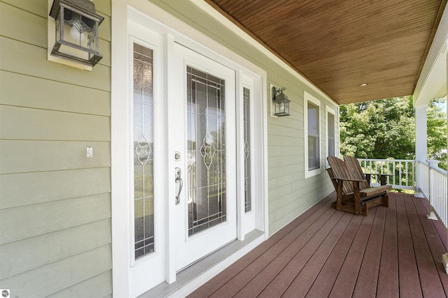 wooden deck with covered porch