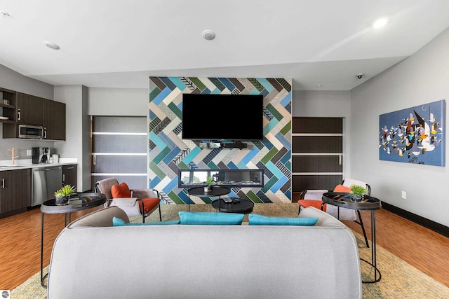 living room featuring light wood-type flooring