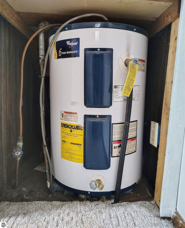 utility room with water heater