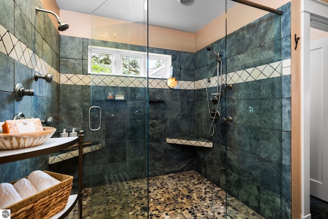 bathroom featuring walk in shower