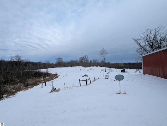 view of yard layered in snow