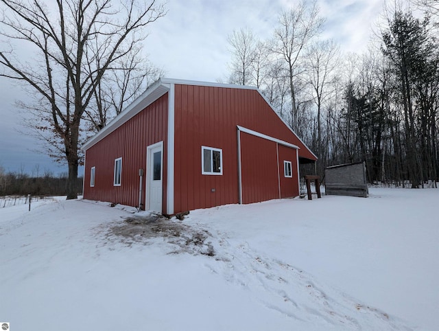 view of snow covered structure