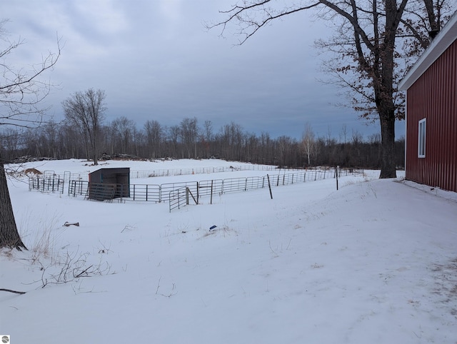 view of yard covered in snow