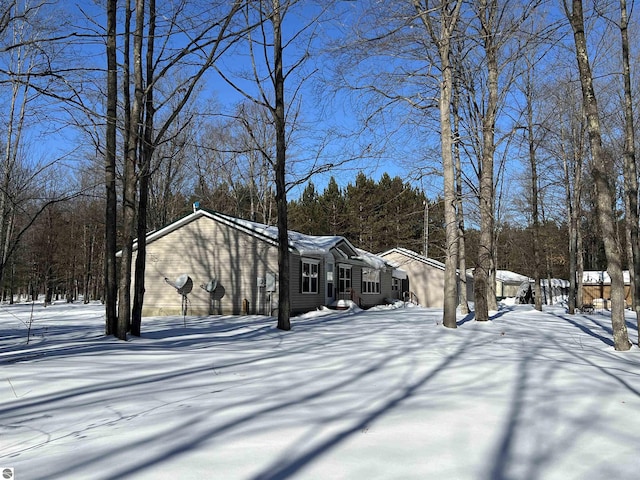 view of snow covered exterior