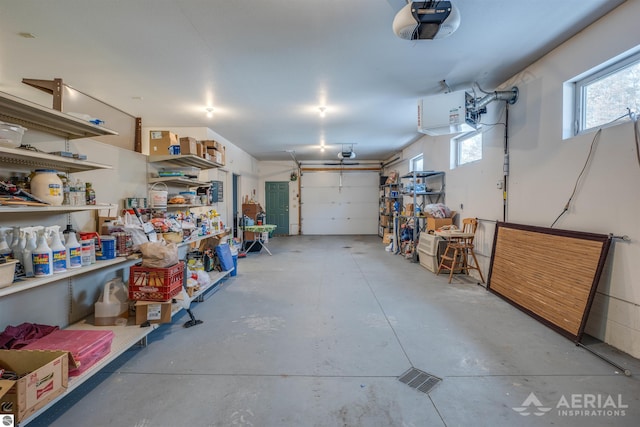 garage with a garage door opener