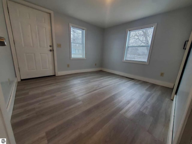 foyer entrance featuring a healthy amount of sunlight and hardwood / wood-style floors