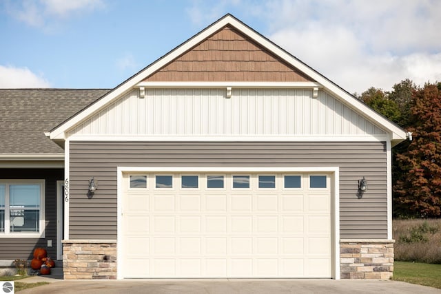 exterior space featuring a garage