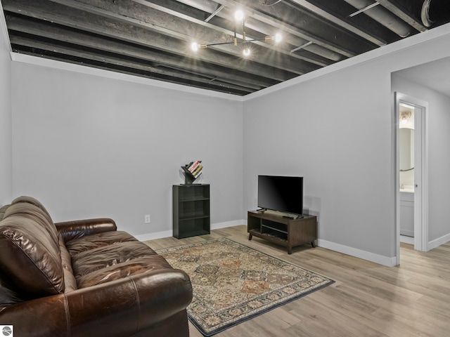 living room featuring light wood-type flooring