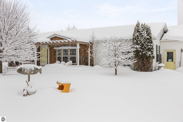 view of snow covered exterior