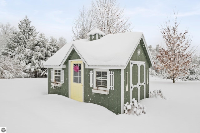 view of snow covered structure