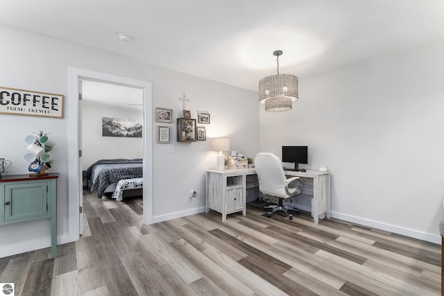 office space featuring wood-type flooring