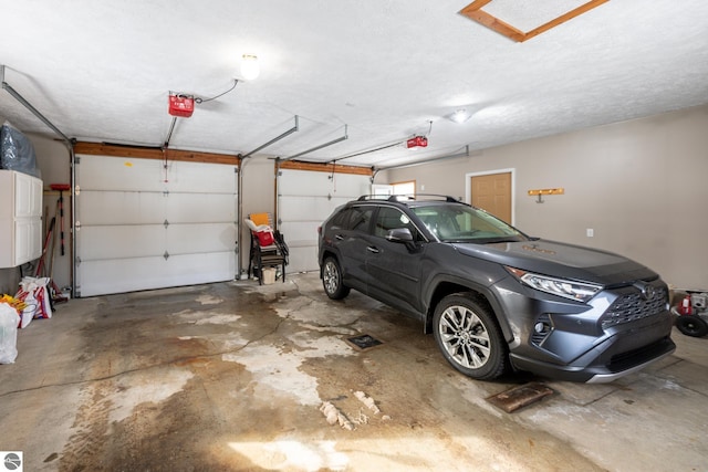 garage with a garage door opener