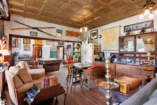 interior space featuring hardwood / wood-style flooring and billiards