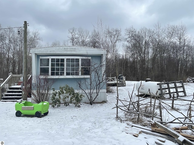 view of snow covered exterior