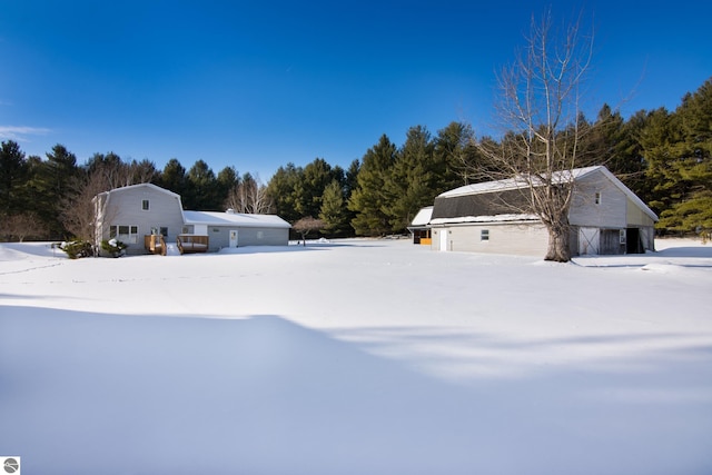 view of yard covered in snow