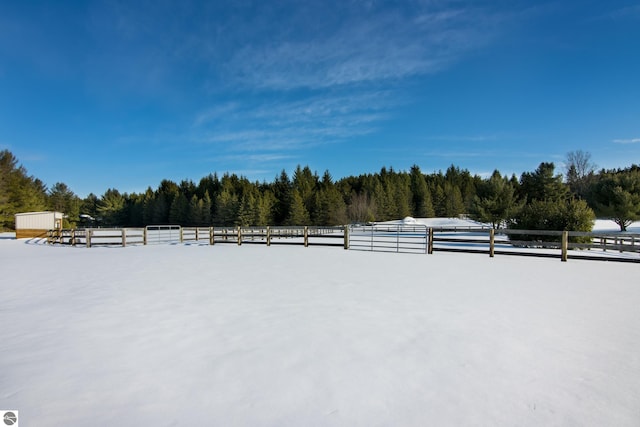 view of yard with a rural view