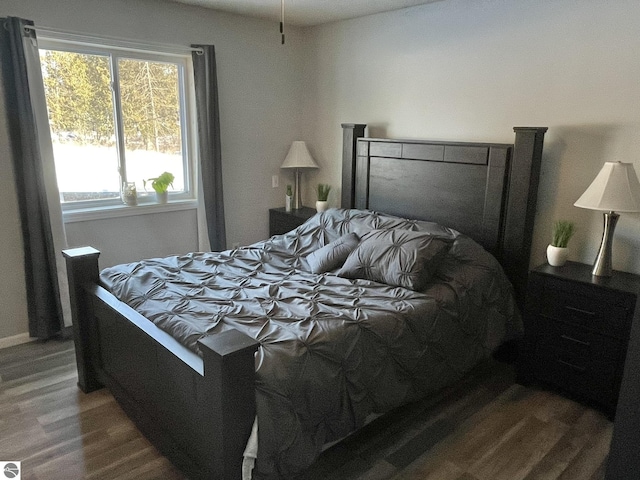 bedroom with hardwood / wood-style floors