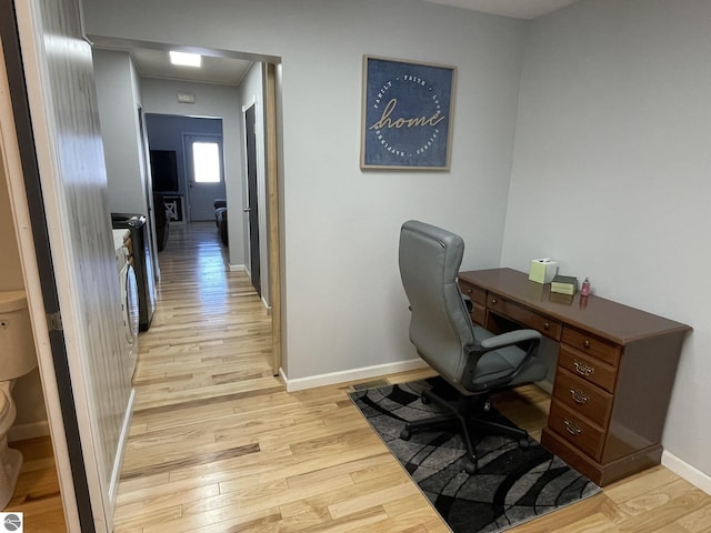 office space featuring light hardwood / wood-style flooring