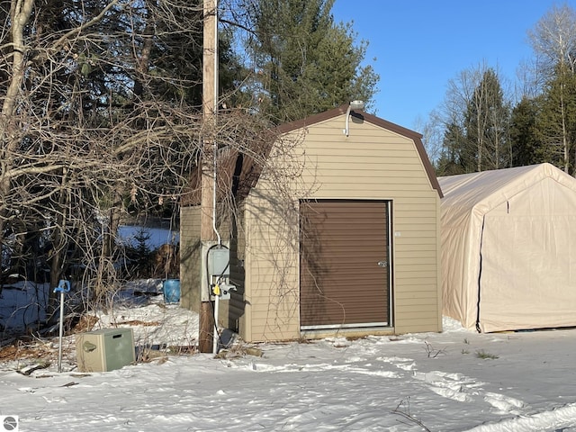 view of snow covered structure