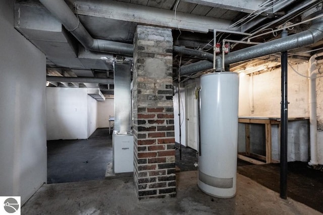 basement with gas water heater