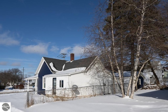 view of snow covered exterior