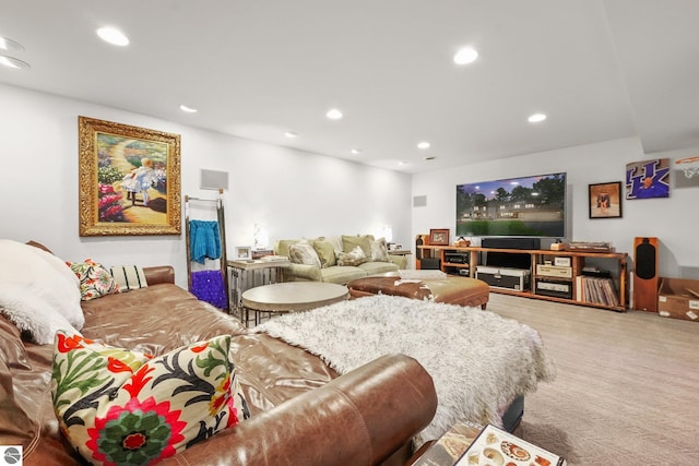 living room with carpet floors